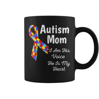 Autism Mom I Am His Voice He Is My Heart Coffee Mug - Thegiftio UK