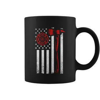 Axe Fire Dept American Flag Thin Red Line Coffee Mug - Monsterry