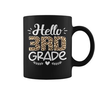 Back To School Hello 3Rd Grade Third Grade Leopard Teacher Coffee Mug - Seseable