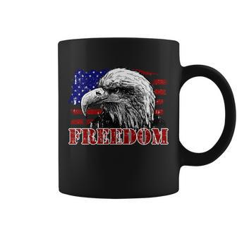 Bald Eagle Distressed Usa Flag Freedom 4Th Of July Coffee Mug - Monsterry