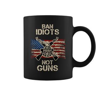 Ban Guns Not Idiots Pro American Gun Rights Flag Coffee Mug - Monsterry UK