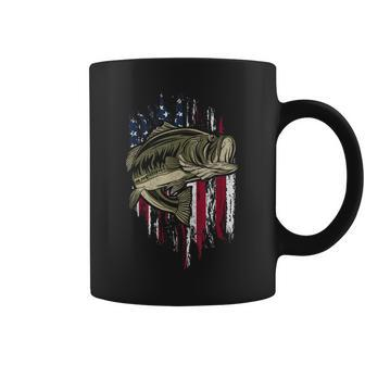 Bass Fishing American Flag 4Th Of July Gift For Fisherman Coffee Mug - Thegiftio UK