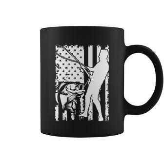 Bass Fishing Grunge American Flag Gift Graphic Design Printed Casual Daily Basic Coffee Mug - Thegiftio UK