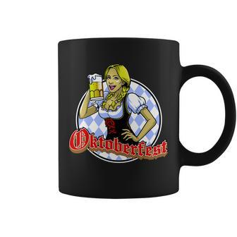 Bavarian Girl With A Glass Of Beer Celebrating Oktoberfest Coffee Mug - Monsterry DE