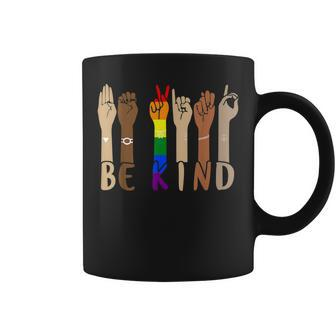 Be Kind Sign Language Hand Talking Lgbt Gay Les Pride Coffee Mug - Thegiftio UK