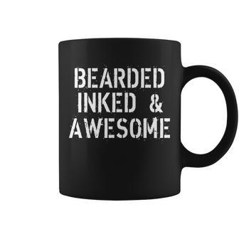 Bearded Inked & Awesome Beard Tattoo Logo Tshirt Coffee Mug - Monsterry CA