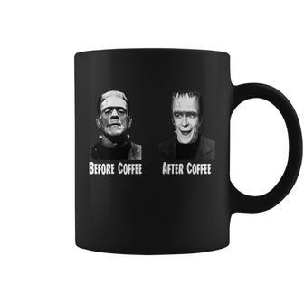 Before Coffee After Coffee Funny Monster Tshirt Coffee Mug - Monsterry