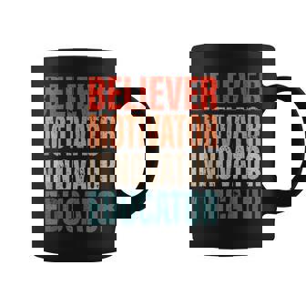 Believer Motivator Innovator Educator Retro Vintage Teacher Coffee Mug - Thegiftio