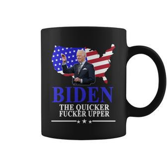 Biden The Quicker Fucker Upper American Flag Design Coffee Mug - Monsterry AU