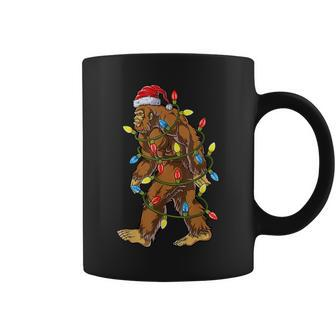 Bigfoot Santa Christmas Tree Lights Funny Xmas Sasquatch Coffee Mug - Thegiftio UK