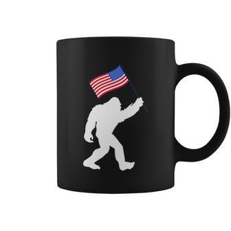 Bigfoot With American Flag Funny 4Th Of July Meaningful Gift Coffee Mug - Monsterry CA