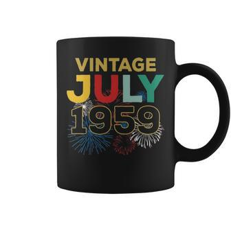 Birthday Vintage July 1959 Flag Firework 4Th July Coffee Mug - Thegiftio UK