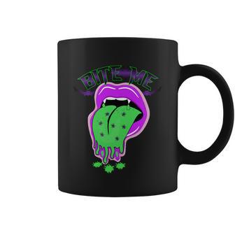 Bite Me Lips Halloween Quote Coffee Mug - Monsterry CA