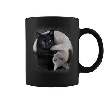 Black Cat And White Cat Yin And Yang Halloween For Men Women Coffee Mug - Seseable