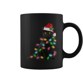 Black Cat Christmas Light Tshirt Funny Cat Lover Christmas Coffee Mug - Thegiftio UK