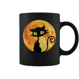 Black Cat Full Moon Halloween Cool Funny Ideas For Holidays Coffee Mug - Seseable