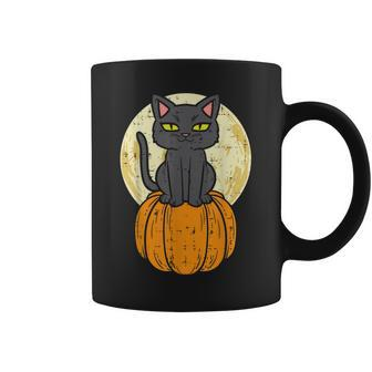 Black Cat On Pumpkin Full Moon Halloween Pet Men Women Kids Coffee Mug - Seseable