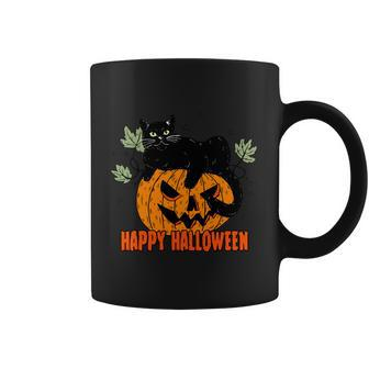 Black Cat Pumpkin Halloween Day Sublimation Retro Halloween Coffee Mug - Thegiftio UK