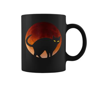 Black Cat Red Blood Silhouette Moon Pet Mom Dad Halloween Coffee Mug - Seseable