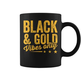 Black Gold Vibes Only Game Day Group High School Football Coffee Mug - Thegiftio UK