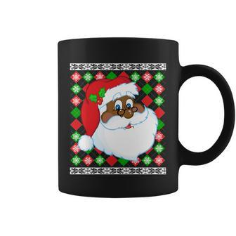 Black Santa Claus Ugly Christmas Sweater Coffee Mug - Monsterry UK