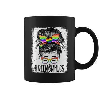Bleached Free Mom Hugs Messy Bun Lgbt Pride Rainbow Gift Coffee Mug - Monsterry UK