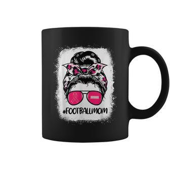 Bleached Pink Out Football Mom Messy Bun Pink Breast Cancer Coffee Mug - Thegiftio UK