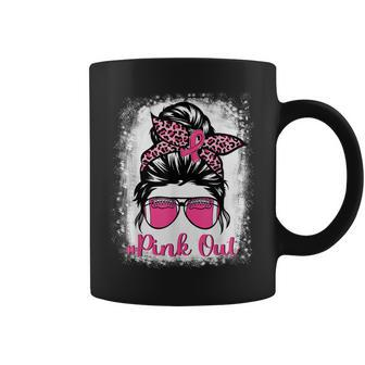 Bleached Pink Out Football Mom Messy Bun Pink Breast Cancer V9 Coffee Mug - Thegiftio UK