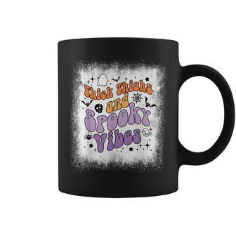 Bleached Thick Thighs And Spooky Vibes Boo Ghost Halloween Coffee Mug - Seseable