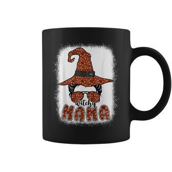Bleached Witchy Mama Halloween Messy Bun Witch Mom Spooky Coffee Mug - Seseable