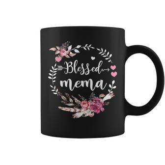 Blessed Mema Thanksgiving Floral Funny Gifts Coffee Mug - Thegiftio UK
