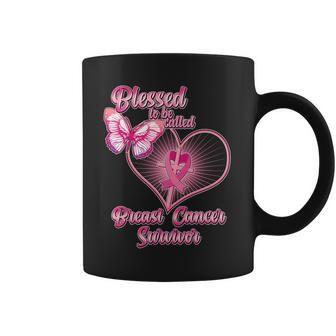 Blessed To Be Called Breast Cancer Survivor Pink Ribbon Cross Coffee Mug - Monsterry AU