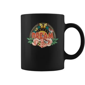 Boho Vintage Dream Flower And Butterfly Custom Coffee Mug - Seseable