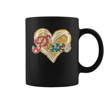 Boho Vintage Peace Heart Retro Custom Coffee Mug - Seseable