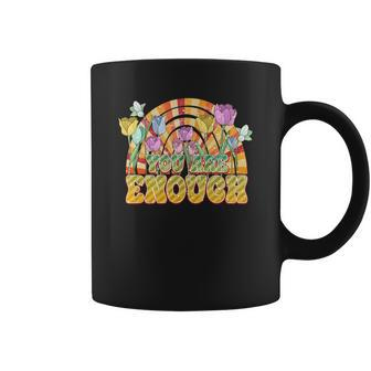 Boho Vintage You Are Enough Retro Custom Coffee Mug - Seseable
