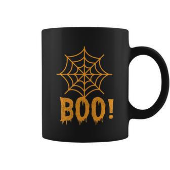 Boo Spider Web Halloween Quote Coffee Mug - Monsterry