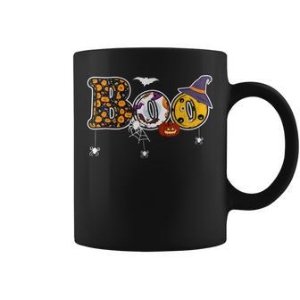 Boo With Spiders And Witch Hat Halloween Funny Coffee Mug - Seseable