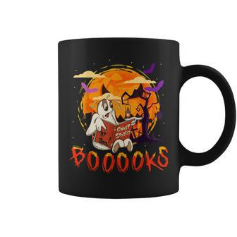 Boooks Halloween Ghost Reading Bookworm Teacher Librarian Coffee Mug - Thegiftio UK