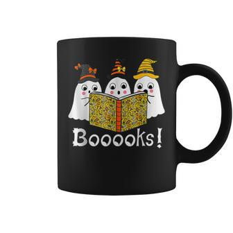 Booooks Cute Ghost Boo Reading Books Halloween Library Gift Coffee Mug - Thegiftio UK