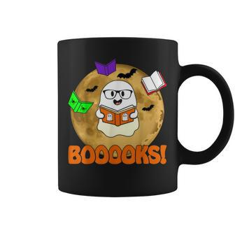 Booooks Ghost Boo Read Books Library Teacher Halloween Cute V6 Coffee Mug - Thegiftio UK