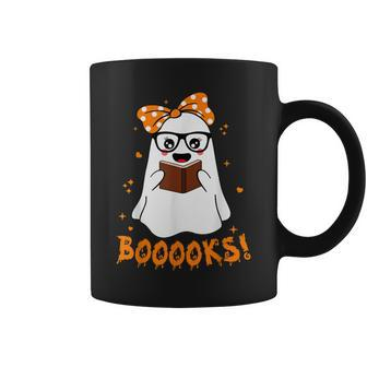 Booooks Ghost Funny Boo Read Books Lover Library Halloween Coffee Mug - Thegiftio UK