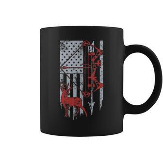 Bow Hunting Deer American Flag For Men Or Women Hunters Back Design Coffee Mug - Thegiftio UK