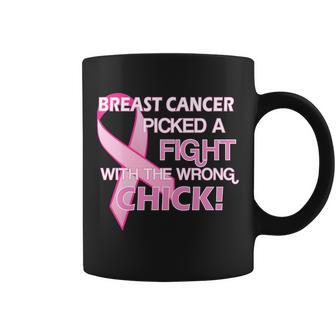 Breast Cancer Picked The Wrong Chick Tshirt Coffee Mug - Monsterry
