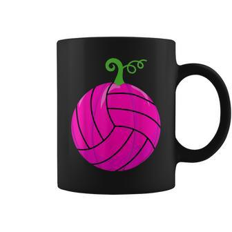 Breast Cancer Pink Volleyball Awareness Pumpkin Halloween Coffee Mug - Thegiftio UK