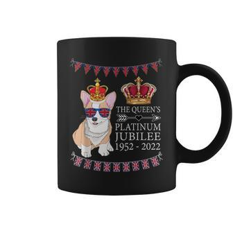 British Queen Platinum Jubilee Souvenir Union Jack Corgi Coffee Mug - Thegiftio UK