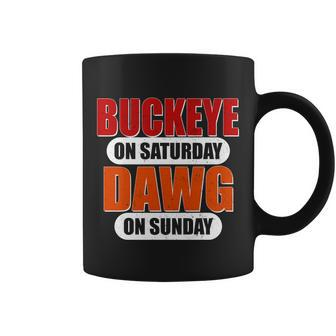 Buckeye On Saturday Dawg On Sunday Tshirt Coffee Mug - Monsterry UK