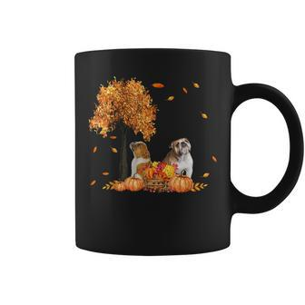 Bulldog Autumn Leaf Fall Dog Lover Thanksgiving Halloween Coffee Mug - Seseable