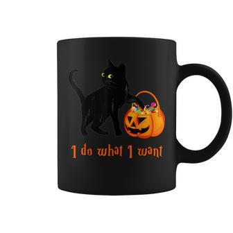 Cat I Do What I Want Halloween Candy Pumpkin Bag Black Cat Coffee Mug - Seseable