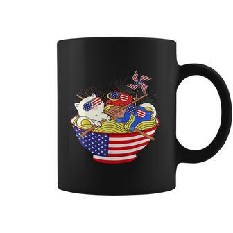 Cats Ramen Anime American Flag Funny 4Th Of July Cat Lovers Coffee Mug - Monsterry UK
