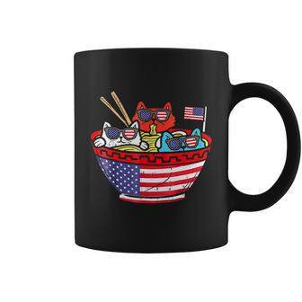 Cats Ramen Anime American Flag Usa Funny 4Th Of July Fourth Coffee Mug - Monsterry AU
